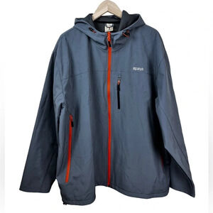 Red Head • Gray Windbreaker